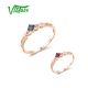 VISTOSO Genuine Solitaire 14K 585 Rose Gold Ring For Women Sparkling Diamond Ruby/ Sapphire Stackable Wedding Fine Cute Jewelry