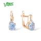 VISTOSO 14K 585 Rose Gold Earrings For Women Sparkling Diamond Blue Topaz Wedding Engagement Wedding Fine Jewelry