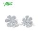 VISTOSO 14K 585 White Gold Sparkling Diamonds Flower Earrings