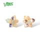 VISTOSO 14K 585 Yellow Gold Earrings For Women Sparkling Opal Blue Moonstone Diamond Flower Stud Earrings Trendy Fine Jewelry