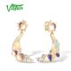 VISTOSO Genuine 14K 585 Yellow Gold Earrings For Women Shiny Opal Blue Moonstone Topaz Drop Earrings Delicate Moon Fine Jewelry