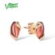 VISTOSO 14K 585 Rose Gold Stud Earrings Garnet Solitaire Attractive Marquise Chic Jewelry