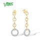 VISTOSO 14K 585 Yellow Gold Diamonds Chain Link To Link Earrings