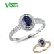 VISTOSO 14K White Gold Rings For Women Genuine Sparkling Diamond Fancy Blue Sapphire Engagement Anniversary Unique Fine Jewelry