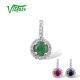 VISTOSO Pure 14K 585 Yellow/Rose Gold Pendant For Women Natural Emerald/Ruby/Sapphire Sparkling Diamond Elegant Fine Jewelry