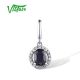 VISTOSO 14K 585 White Gold Pendant Round Diamonds Blue Sapphire Simple Fine Jewelry