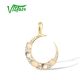 VISTOSO Genuine 14K 585 Yellow Gold Pendant for Women Sparkling Opal Blue Moonstone White Topaz Diamond Delicate Fine Jewelry