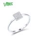 VISTOSO 14K 585 White Gold Square Ring Sparkling Diamonds Delicate Wedding  Jewelry