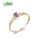 VISTOSO Genuine 14K 585 Rose Gold Ring For Women Sparkling Diamond Charming Amethyst Wedding Engagement Delicate Fine Jewelry