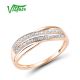 VISTOSO Genuine 14K 585 Rose Gold Chic Rings For Lady Sparkling Diamond Engagement Anniversary Simple Style Eternal Fine Jewelry