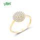 VISTOSO Gold Rings For Women Genuine 9K 375 Yellow Gold Sparkling White CZ Elegant Ring Wedding Engagement Bride Fine Jewelry