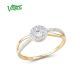 VISTOSO Genuine 9K 375 Yellow Gold Ring For Women White CZ Promise Band Rings  Anniversary Fine Jewelry