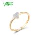 VISTOSO 14K 585 Yellow Gold Ring  Natural Diamonds Sweet Heart Shaped Fine Jewelry