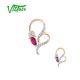 VISTOSO 14K 585 Rose Gold Trendy Pendant For Women Sparkling Rhodolite Garnet Ruby Diamond Heart Elegant Flower Fine Jewelry